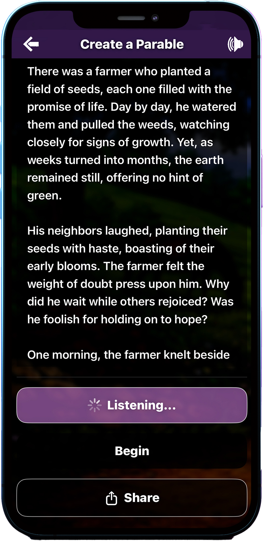 Create a Parable generated story screen